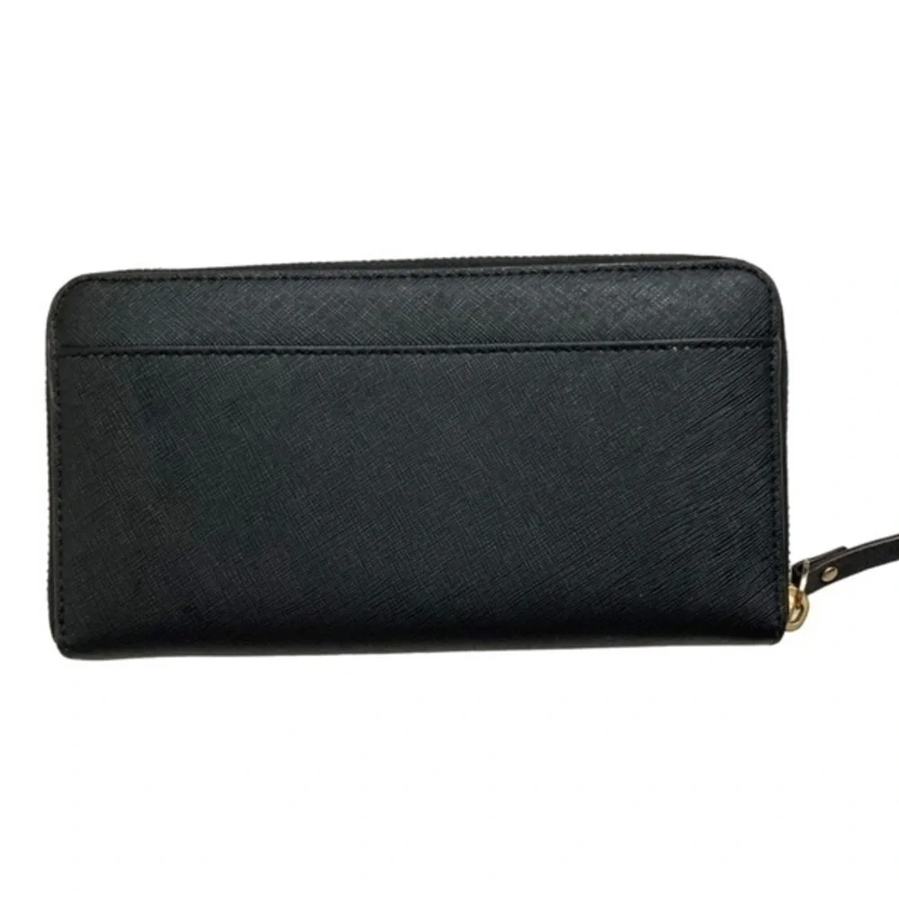 Kate spade black saffiano leather zipper clutch accordion wallet